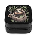 Smoking Sloth Weed Funny Jewelry Box Travel Jewelry Case Small Necklace Ring Storage Organizer for Women Gifts