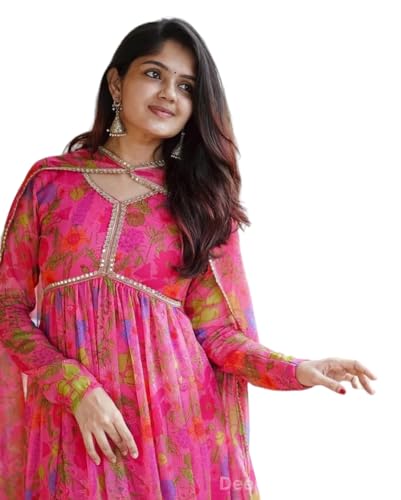 KD Women Floral Print Anarkali Kurta with Pant and Dupatta Set Anarkali Kurti for Women Plus Size upto 4XL