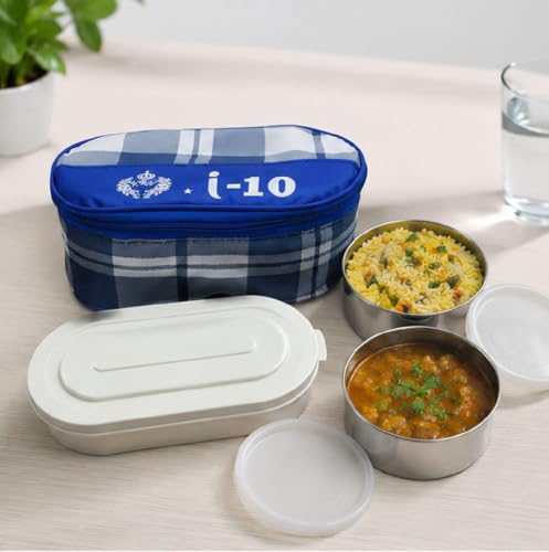 Image of Insulated Lunch Box Set with 2 Stainless Steel Containers & Leakproof Lunch Box | Reusable Lunch Bag with Zipper | Portable Tiffin Box for Office, School, College & Travel