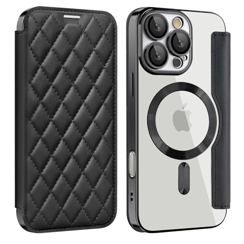 Coque portefeuille arrière transparente anti-rayures pour iPhone 16 Pro Max MagSafe