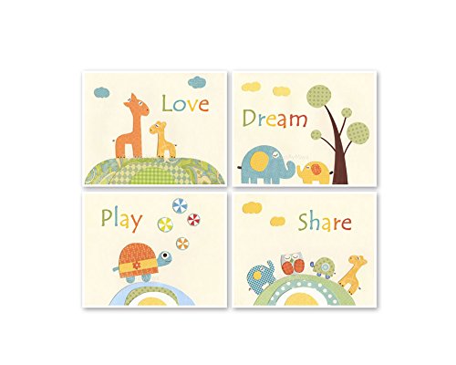 Designbymaya Kids Wall Art Decor Nursery Art Prints Baby Room Decor Nursery Art Nursery Decor Set Of 4 Dream Love Play Share Gender Neutral Art #TOP3
