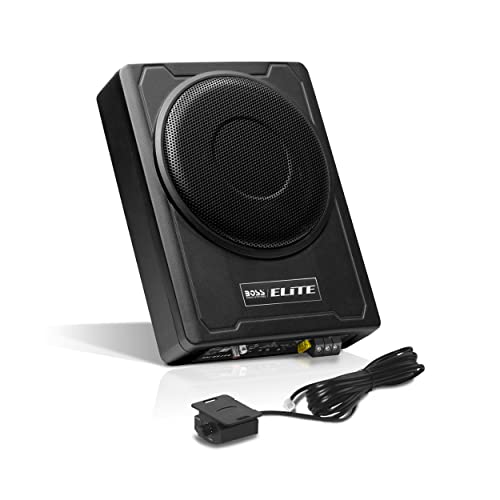 BOSS Audio Systems SLIM8 Elite Series 8 Inch Powered Car Subwoofer - Low Profile, Remote Subwoofer Control, Built in Amplifier, Under Seat, for Truck, Hook Up to Amplifier