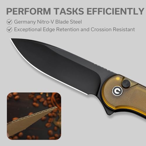 Image of CIVIVI Elementum II Pocket Knife, Utility Knife with 2.96 inch Nitro-V Blade Ultem Handle for Camping Fishing Hunting C18062P-8