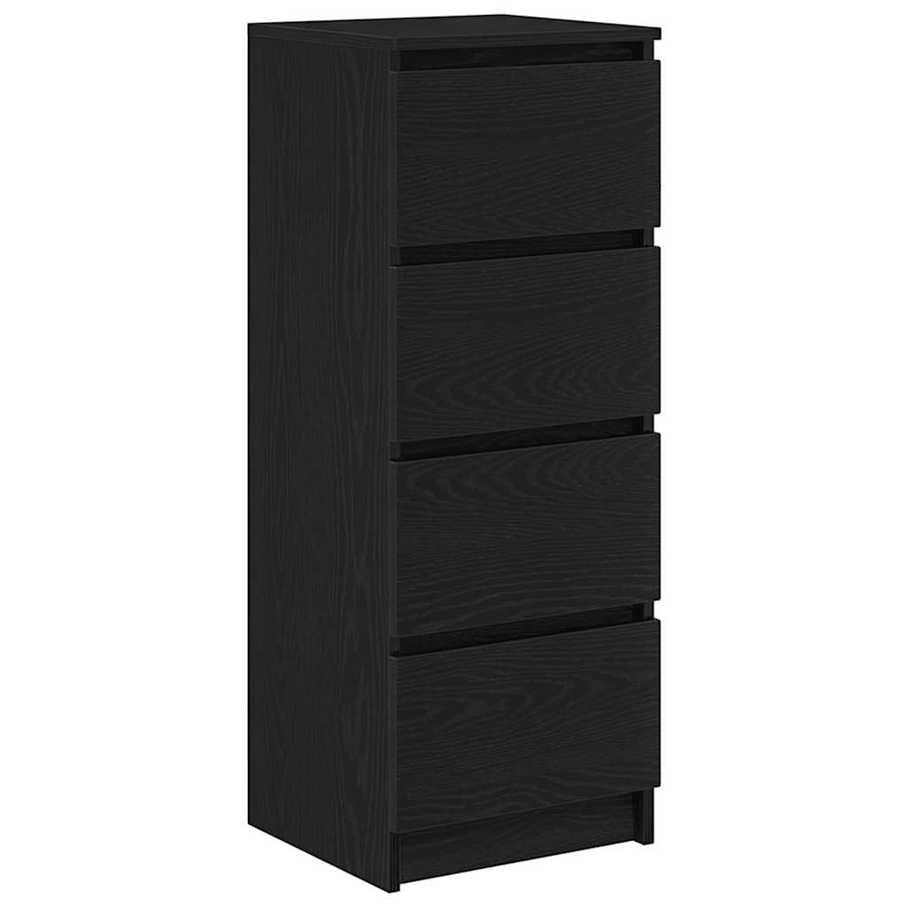 Komoda Czarny Dąb 37,5x35x99 cm Drewno klejone met 4 lades, stabiel en duurzaam, opbergkast voor woonkamer, hal of keuken, hoge draagkracht 60 kg