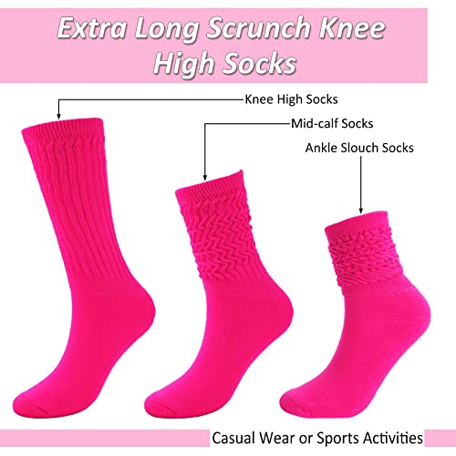 Whaline 10Pcs 90S Neon Party Headband Wristbands Slouch Socks Set Stretchy Cotton Knit Green Rose Red Knee High Socks Sweatbands 80S Style Women Girls Sport Accessories For Yoga Tennis Running #TOP3