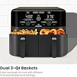 Chefman 6 Quart Dual Basket Air Fryer - Digital Touchscreen, Smart Sync Finish, Hi-Fry, Auto Shutoff, 2 Independent 3QT Nonstick Dishwasher-Safe Frying Baskets - Digital Double Air Fryer - Black - Image 5