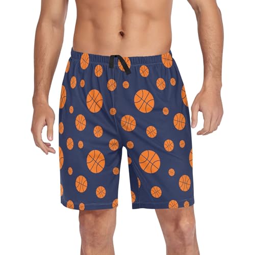 Men's Pajama Shorts Soft Comfy Casual Sleep Lounge Basketball Pj Bottom with Drawstring & Pockets