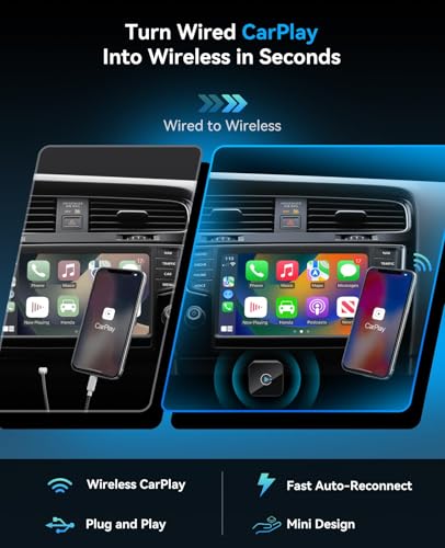 Image of Wireless CarPlay Adapter 2 in 1 2026 Upgraded for Factory Wired CarPlay, Car Play /Android Auto, Auto-Reconnect Wired to Wireless Dongle No-Lag, Plug-and-Play, 5GHz WiFi, Bluetooth 5.3 USB-A & USB-C