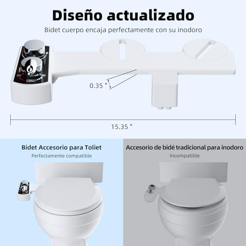 Miniatura 5 de Hibbent Accesorio De Asiento De Inodoro Bidet, Bidet Pulverizador Caliente Y Frío Mecánico No Eléctrico, Doble Boquilla Autolimpiante, Bidet De Rociador De Agua Fresca Para Inodoro