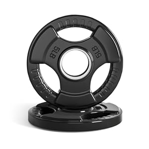 LIONSCOOL 2-Inch Rubber Olympic Grip Weight Plates for Strength Training, Weightlifting, Solid Cast Iron Plate for Barbell in Single/Pair/Set for Home & Gym (2.5-45LB), One Year Warranty