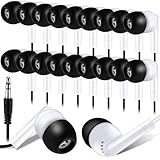 Kanayu 25 Pack Wired Earbuds Bulk for Classroom Ear Headphones Wired Basic Student Earbuds No Microphone with 3.5MM Jack for Class Laptop School Library, Individually Bagged (Black White)