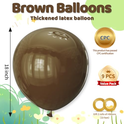 Image of 18 Inch Brown Latex Balloons 32 Pack - Earth Tone Party Decor for Rustic Wedding, Fall Festival, Safari Theme, Coffee Party - Natural & Elegant