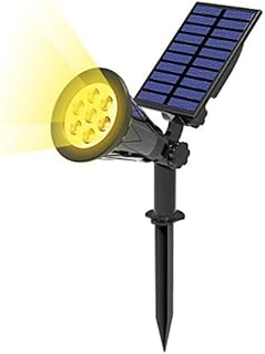 T-SUN LED Solar Spotlights, Super Bright 250LM Outdoor Security Garden Landscape Lamps, Daylight 6000K, Auto-on at Night/Auto-Off by Day,180°Angle Adjustable for Patio,Tree,Deck,Wall, Pool Area.