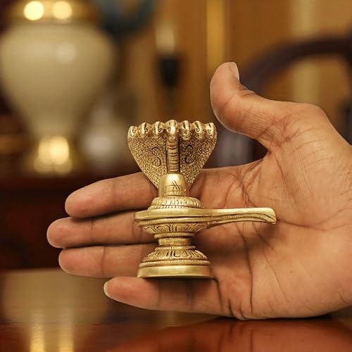Image of SHANTI Brass Shivling for Home Puja, Shiva Lingam for Temple, Office Desk, Gift & Decor (SL3160)