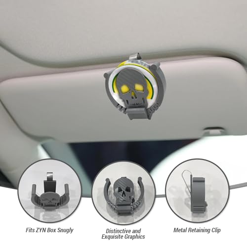 Image of Car Visor Clip Holder for ZYN,Suitable for cans of 2.75 inch*0.78 inch,Universal high-Temperature Resistant Sun Visor Accessories for Bag cansInterior Car Accessories for Organization (Gray Skull)