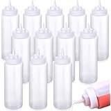 FLYGWIN 6個入り 1000ml 大容量 ソース ディスペンサー 調味料入れ スクイズボトル 調味料ボトル キッチン用 レストラン ホテル 飲食店 調理小物 業務用 多用途 ソース/油/酢/ケチャップ/マヨネーズなど入れ ホワイト
