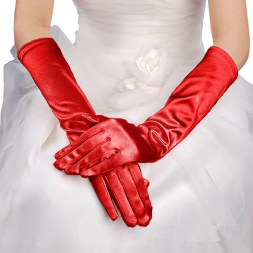 Kids Satin Opera Gloves Long Shiny Dress Up Gloves Stretchy Flapper Elbow Gloves for Girl Princess 4-9year4