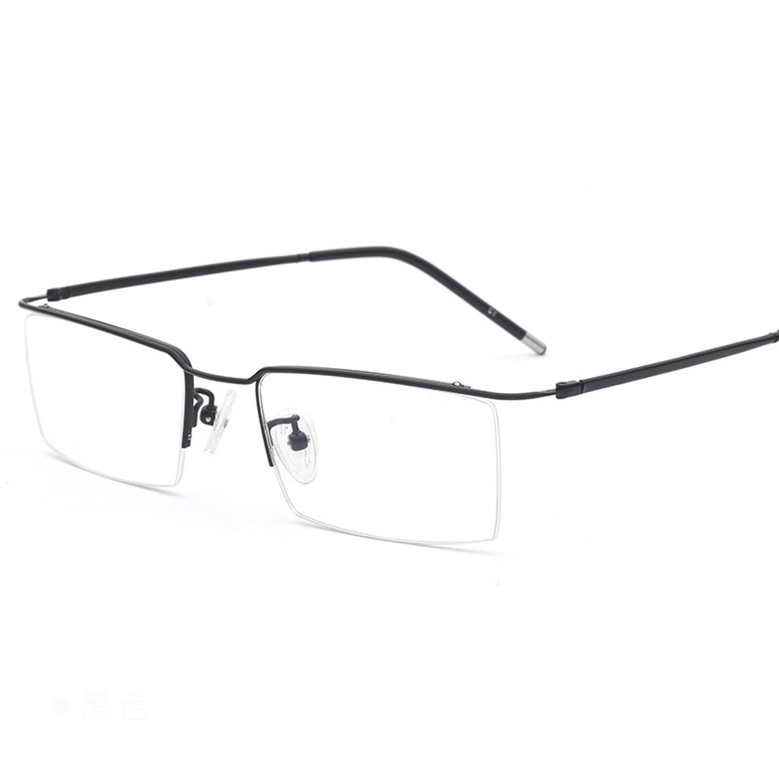 Montature for Occhiali alla Moda Occhiali da Vista Senza prescrizione in Lega di Titanio Occhiali in Metallo for Computer Cuscinetti Ultraleggeri Comfort Fit(Svart)