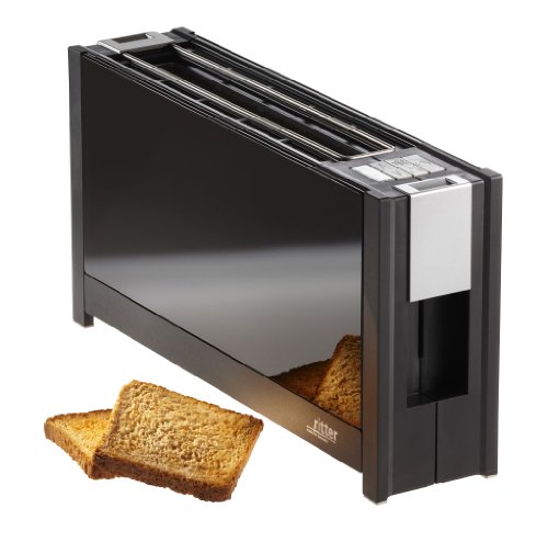 ritter Toaster volcano 5, schwarz, Langschlitztoaster mit eleganten Glasfronten, made in Germany – Bild 3