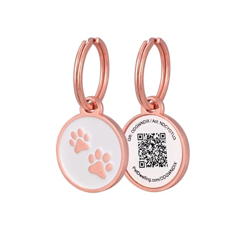 Pet Dwelling Mini Paw QR Code Pet ID Tag – Lightweight Smart Tag for Small Dogs & Cats, Scan to Contact Owner Instantly, No App Needed