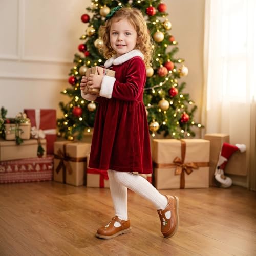 Image of Girls Mary Janes Shoes Toddler Dress Shoe School Uniform Oxford Flats | Elegance Comfort Cute Sweet Functional Sturdy Fit Widen Soft cushioned Non-slip Party Wedding Christmas Easter Gifts