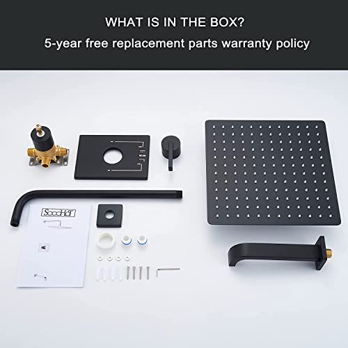 Sooohot Shower Fixtures, Black Shower Faucet Set With 12 Inch Matte Black Shower Head And Tub Spout, Black Shower Head And Handle Set (Valve Included) #TOP5