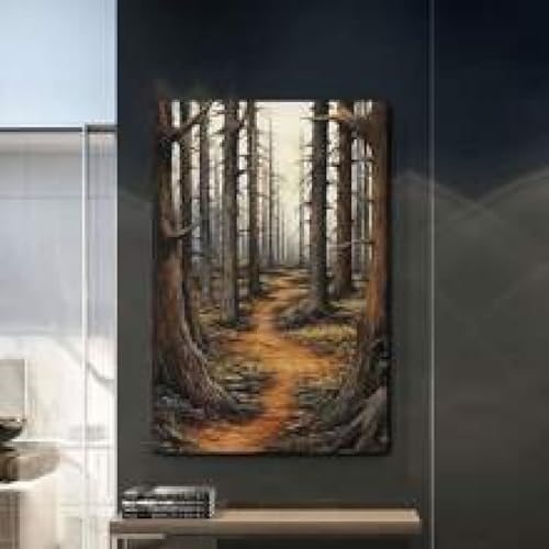 Chemin forestier deco salon art mural foret toile 21x30cm pour une ambiance zen