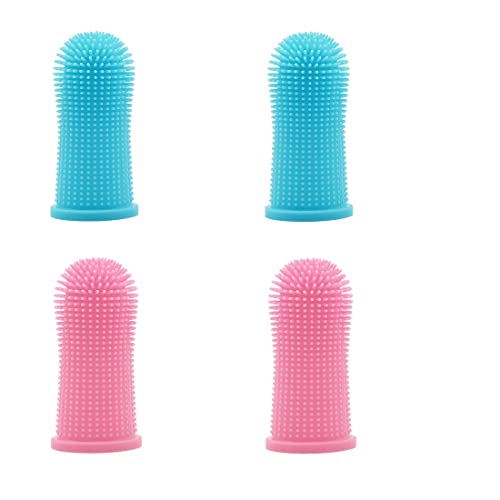confezione da 4 spazzolino cani da denti per cani kit spazzolino da dito denti facili da pulire cure dentistiche per cuccioli gatti e piccoli animali domestici