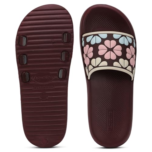 Image of Aqualite Women's Slides Slippers | Slip-On Flat Base Flipflop for Women | Anti-Skid Sole, Lightweight Comfort for Daily Home & Outdoor Wear | Casual Ladies Sandal