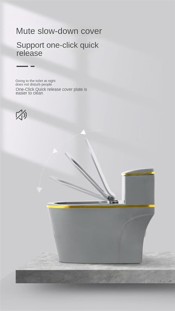 Inodoro de cerámica gris, inodoro súper sifónico, inodoro de una pieza de doble descarga para el hogar, hotel, baño, inodoro creativo silencioso, B-720 x 390 x 630 mm