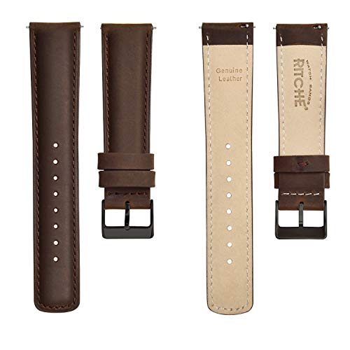 image for Ritche Genuine 18mm Leather Watch Band Classic Vintage Quick Release L