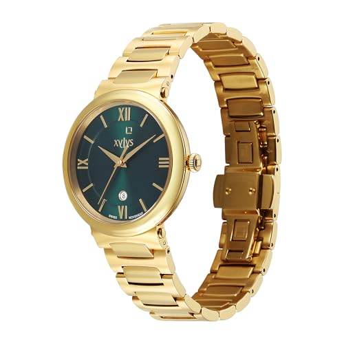 Image of Xylys Duet Swiss Analog Golden Stainless Steel Strap Green Dial Watch for Women