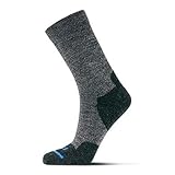 FITS Light Cushion Crew Socks, Sweat & Odor Resistant, Temperature Regulating Merino Wool Hiking Socks for Running, Walking, Outdoor Travel, Bike Riding, Camping & Everyday Comfort, Coal, Small