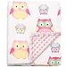 Boritar Baby Blanket for Girls Soft Minky With Double Layer Dotted Backing, Lovely Pink Owls Printed 30"x40"
