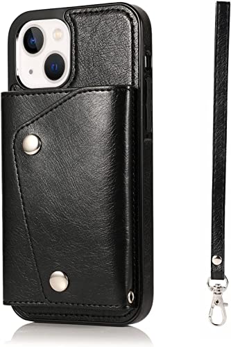 Étui en cuir iPhone 14 Pro Max housse portefeuille élégante noir
