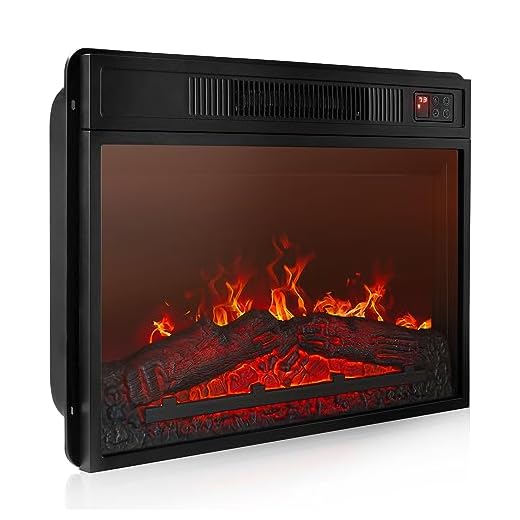 Della 3DInfrared Electric Fireplace Insert 23-inch (Black) with Remote Control Adjustable Log Flame Portable Indoor Space Heater – 1400W, Long Glass View
