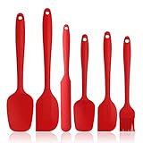 BINHAI Juego de espátulas de silicona de – Rojo 6 piezas de espátula de goma...