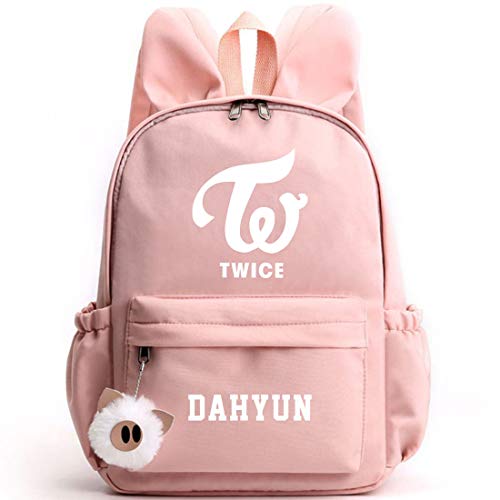 Twice Mochila con Orejas de Conejo KPOP Bolsa de Regalo Mercancía Bolsa para Computadora Portátil Escuela Mochila de Viaje Escuela Bolsas de Lona NAYEON Momo Sana JIHYO Mina DAHYUN TZUYU