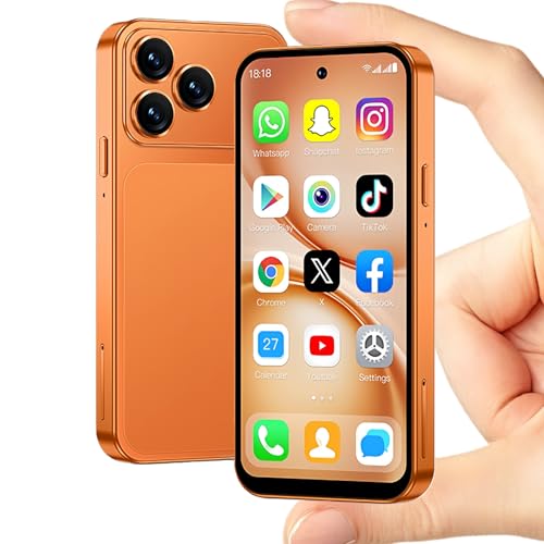 viqee Mini Smartphone mit HD Display 3+64 GB Dual-SIM Android Handy Perfekt für Kinder Schüler und Studenten Kompaktes Touchscreen-Smartphone Orange