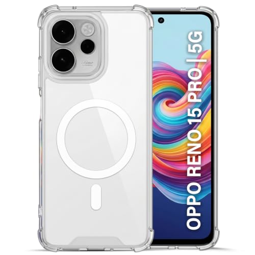 Image of TRUEUPGRADE Back Cover for Oppo Reno 15 Pro 5G Non Mag-Safe Transparent PC + TPU Bumper Case with Magnetic Print Shockproof Protection (Transparent Mag-Safe)