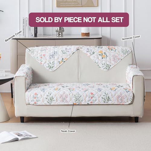 Image of House of Quirk 'Mughal Series' Printed Quilted Sofa Cover for 1 /2 /3 /4 Seater - Anti-Slip, Washable Couch Protector Slipcover (Backrest, Baghe Bahar, 50x70 cm)