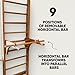 Swedish Ladder Wall Stall Bars for Kids and Adults, made of Solid Beech Wood, Withstands Loads up to 880 lbs, with Removable Pull-Up Bar, Dip Bar, Gymnastics and Exercise Indore Gym