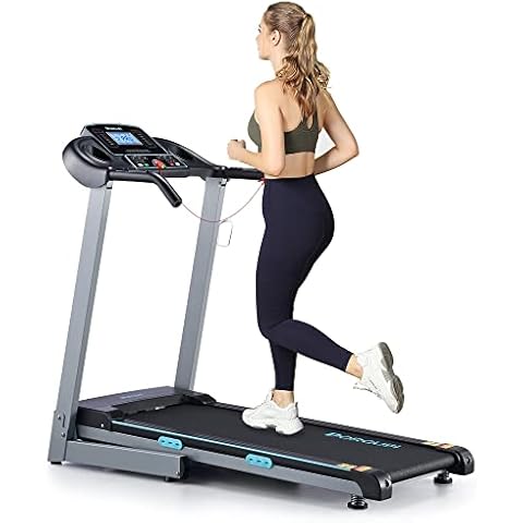 BORGUSI Treadmill with 12% Auto Incline and Bluetooth Speaker, 2.5 HP Electric Folding Treadmill Max 8.5 MPH Speed, 17.5" Wide Running Machine with 15 Preset Programs LCD Display for Home Use Cover