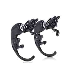 Amazon | ネコ ピアス 黒猫 猫 ゴスロリ アニマル 片耳 スタッド