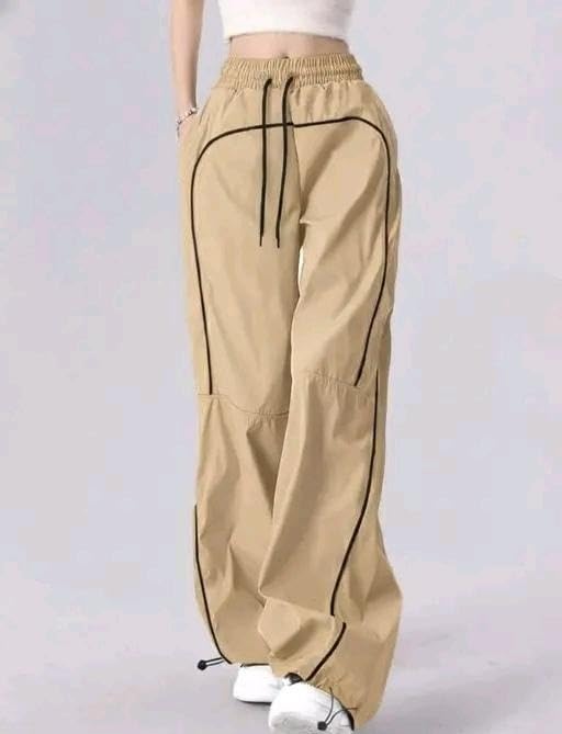 Image of Women Loose Fit Korean Style Gym Joggers Cotton Linen Self Design Casual Workout Track Pants