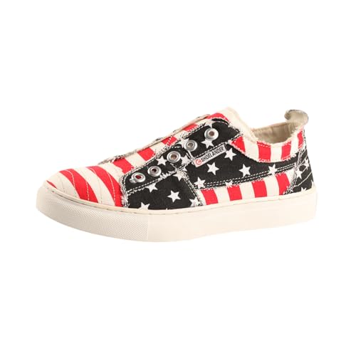 SHOELANDER Women's Lace Up Flats Shoes with Stripe Pattern