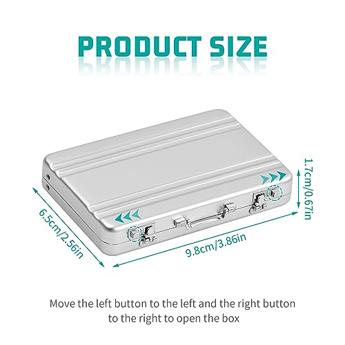 1 x Mini Money Case, Mini Briefcase, Aluminium with Snap Closure, Creative Aluminium Briefcase, Business Card Box, Credit Card Holder, Metal, Gift Box, silver2
