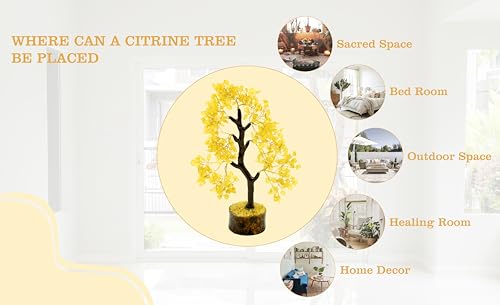 Image of Crystal Natural Citirine Tree | Size 9-10 Inch | 300 Beads | Positive Energy, Wealth, Meditation, Health, Good Luck | Feng Shui | Home & Office Decor | Gift