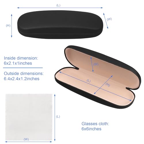 Joyberg Glasses Case, 2 Pack Eyeglass Case with Cleaning Cloth, Glasses Case Hard Shell Fits Most Glasses2