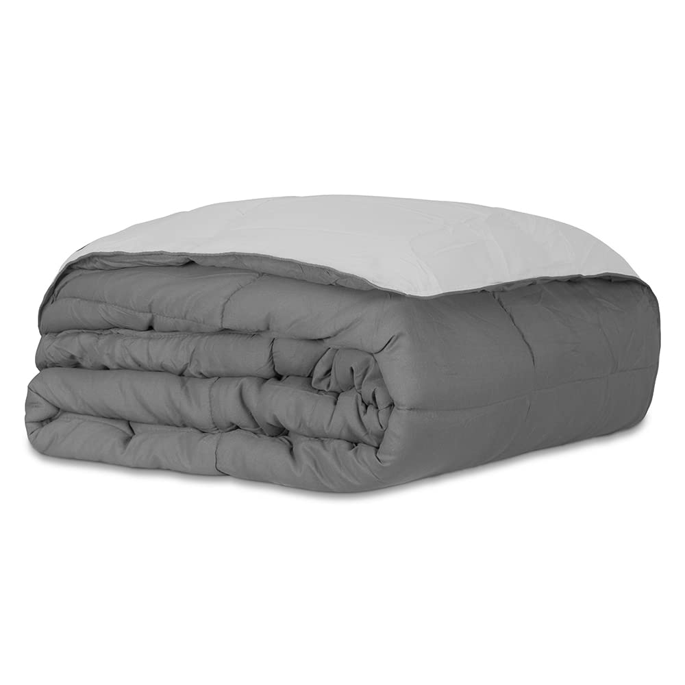 Edredon Nórdico Bicolor - 350gr/m2 Fibra- Relleno nórdico - Reversible - Tacto Ultra Suave, cómodo, Ligero (Cama 135/140/150-220x240cm, Gris)